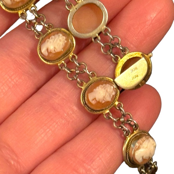 Antique Cameo link bracelet Victorian 800 silver Hand carved - Picture 7 of 8